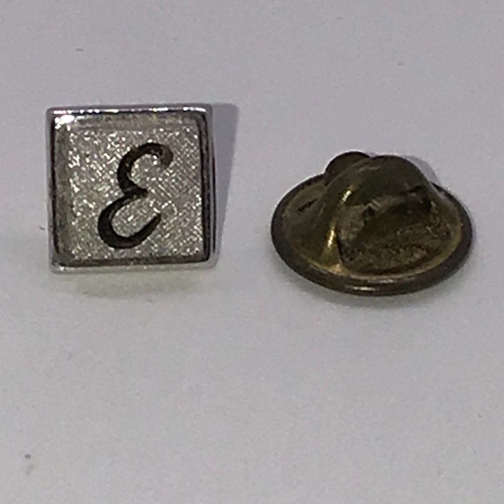 Vintage Swank Silver E Tie Pin aka Tie Tack